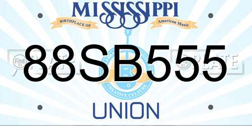 88SB555 Mississippi License Plate