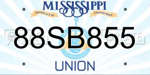88SB855 Mississippi License Plate