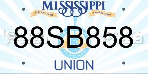 88SB858 Mississippi License Plate