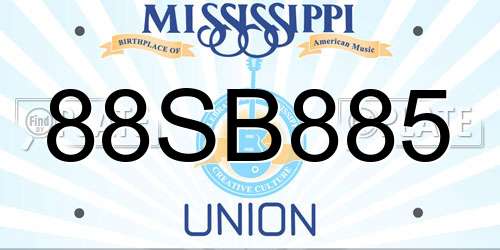 88SB885 Mississippi License Plate