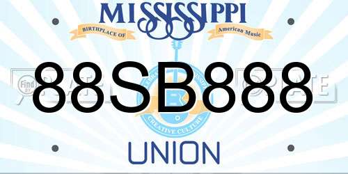 88SB888 Mississippi License Plate