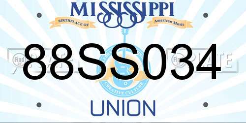88SS034 Mississippi License Plate