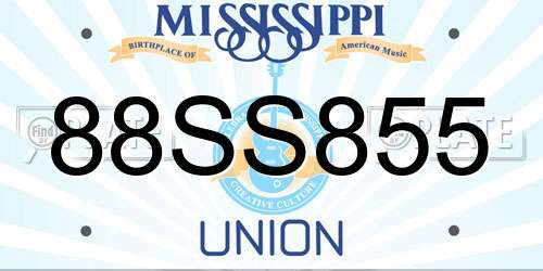 88SS855 Mississippi License Plate