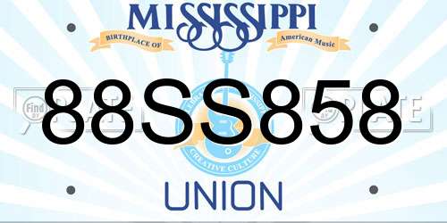 88SS858 Mississippi License Plate