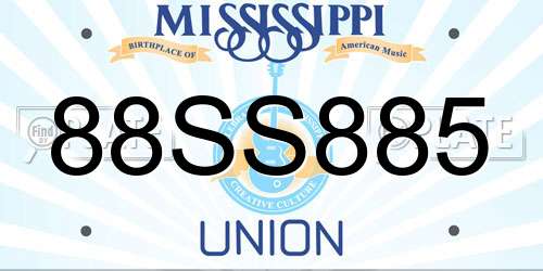 88SS885 Mississippi License Plate