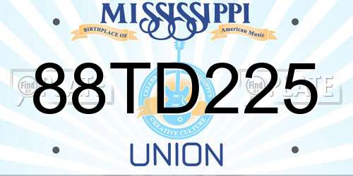 88TD225 Mississippi License Plate