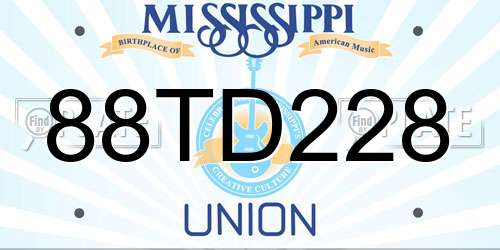 88TD228 Mississippi License Plate