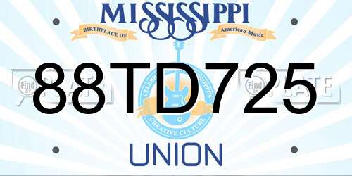 88TD725 Mississippi License Plate
