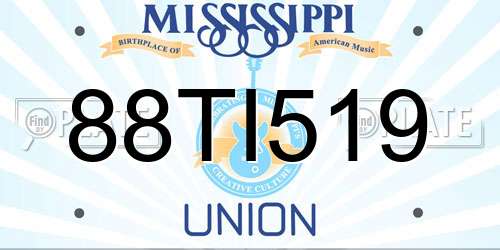 88TI519 Mississippi License Plate