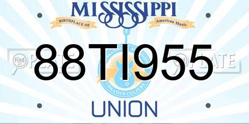 88TI955 Mississippi License Plate