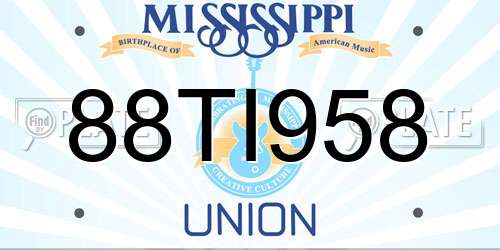 88TI958 Mississippi License Plate