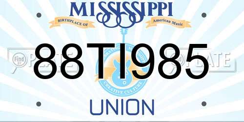 88TI985 Mississippi License Plate