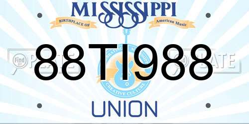 88TI988 Mississippi License Plate