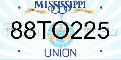 88TO225 Mississippi License Plate
