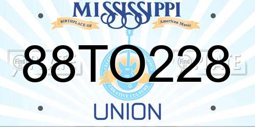 88TO228 Mississippi License Plate