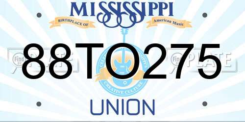 88TO275 Mississippi License Plate