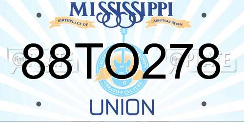 88TO278 Mississippi License Plate