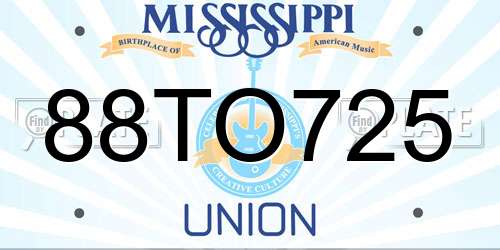 88TO725 Mississippi License Plate