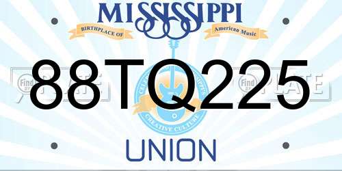 88TQ225 Mississippi License Plate