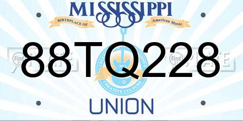 88TQ228 Mississippi License Plate