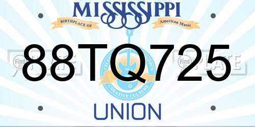 88TQ725 Mississippi License Plate