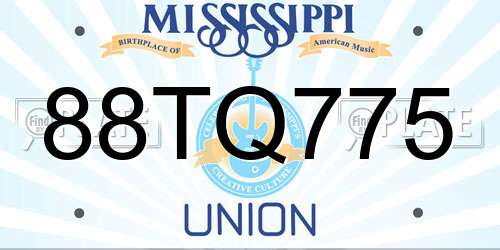 88TQ775 Mississippi License Plate