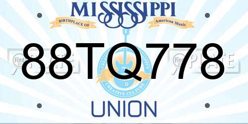 88TQ778 Mississippi License Plate