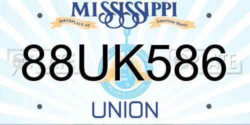 88UK586 Mississippi License Plate