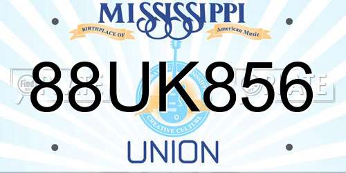88UK856 Mississippi License Plate