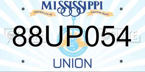 88UP054 Mississippi License Plate