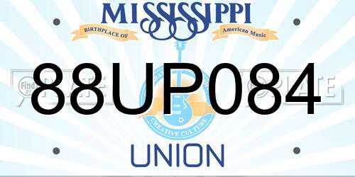 88UP084 Mississippi License Plate