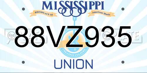 88VZ935 Mississippi License Plate