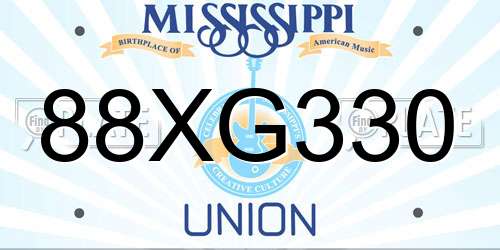 88XG330 Mississippi License Plate
