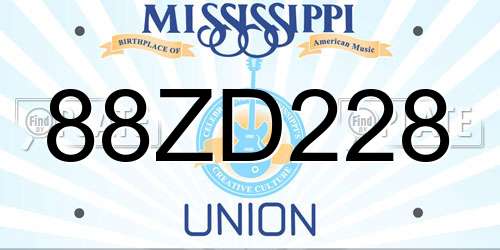 88ZD228 Mississippi License Plate