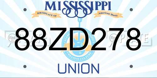 88ZD278 Mississippi License Plate
