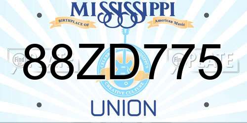 88ZD775 Mississippi License Plate