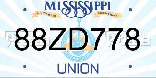 88ZD778 Mississippi License Plate