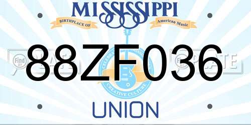 88ZF036 Mississippi License Plate