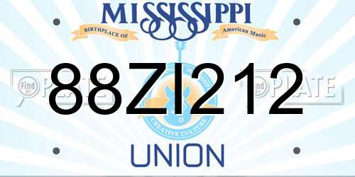88ZI212 Mississippi License Plate