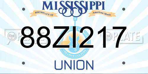 88ZI217 Mississippi License Plate