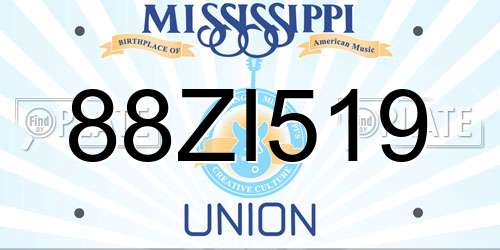 88ZI519 Mississippi License Plate