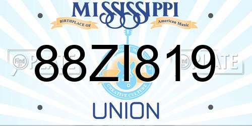 88ZI819 Mississippi License Plate