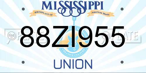 88ZI955 Mississippi License Plate