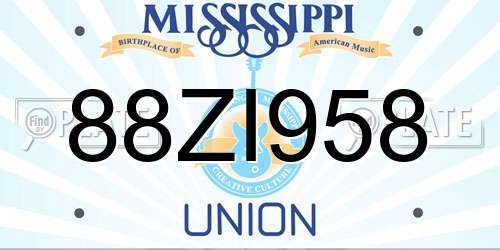 88ZI958 Mississippi License Plate