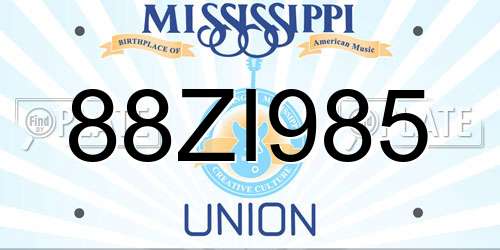 88ZI985 Mississippi License Plate