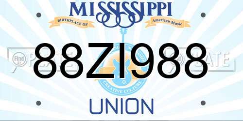 88ZI988 Mississippi License Plate