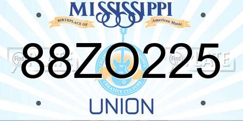 88ZO225 Mississippi License Plate