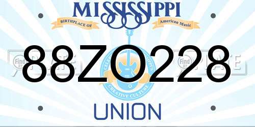 88ZO228 Mississippi License Plate