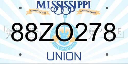 88ZO278 Mississippi License Plate