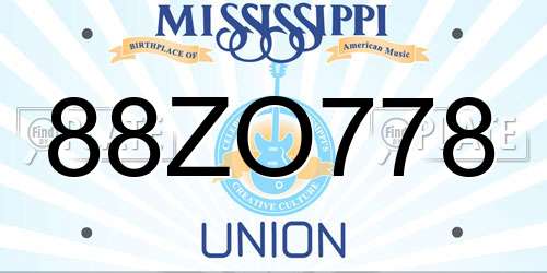 88ZO778 Mississippi License Plate
